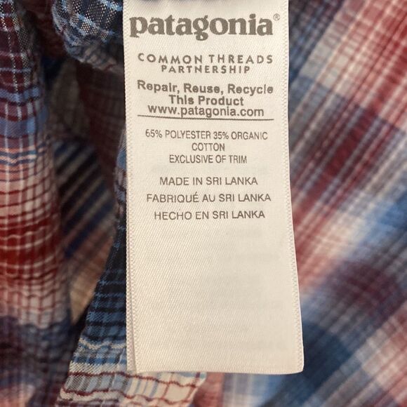 Patagonia sz L button down short sleeve red blue white excellent pre owned cond - Picture 6 of 6
